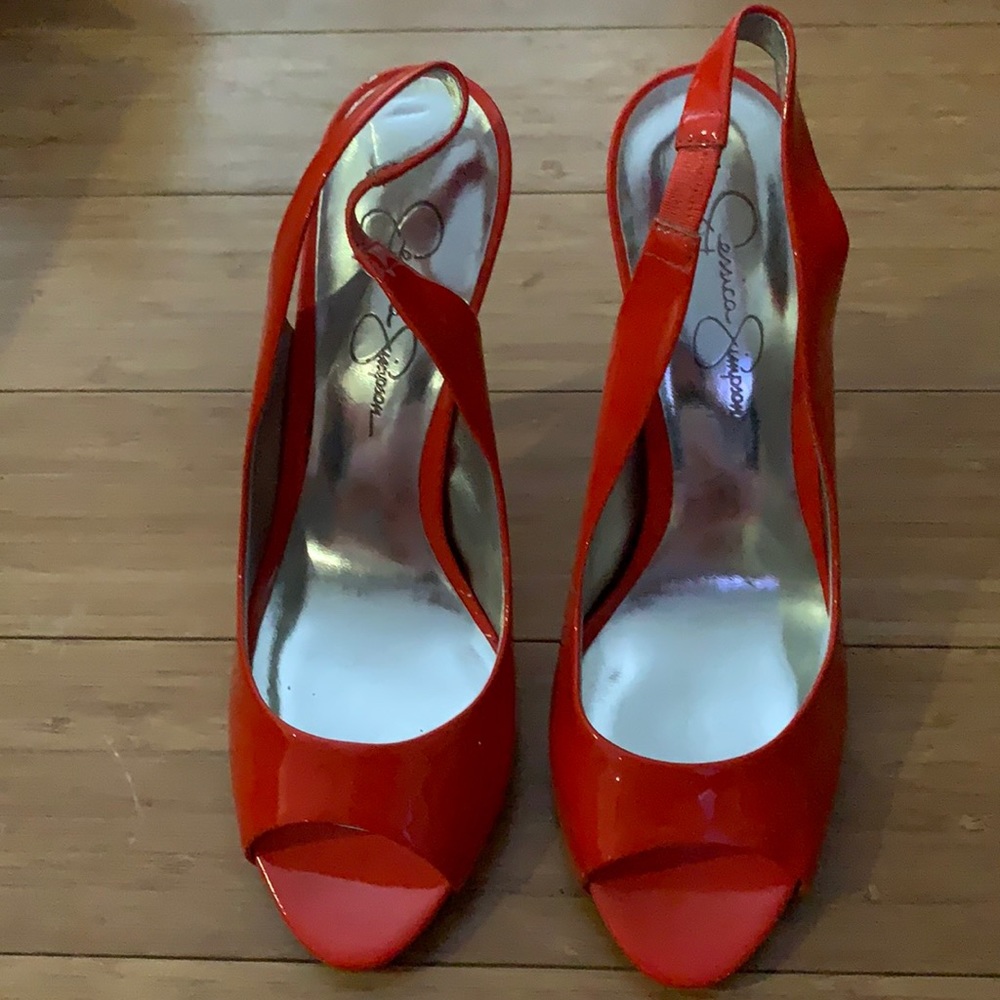 Orange Jessica Simpson sling back heels